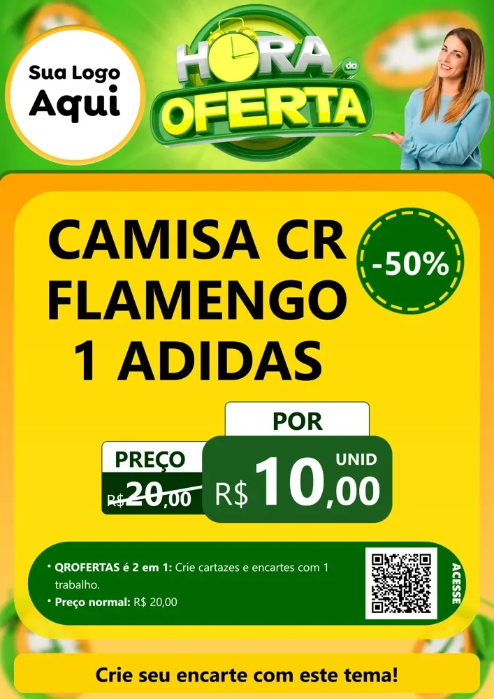 Modelo de Cartaz para Cartaz A4 Vertical com o tema Hora da Oferta para Roupas e acessórios