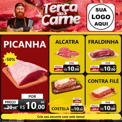 Modelo de Rede Social para Feed Facebook com o tema Terça das Carnes para Açougue