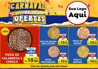 Modelo de Encarte para Encarte A4 Horizontal com o tema Carnaval de Ofertas para Pizzaria