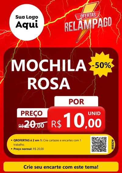 Modelo de Cartaz para Cartaz A4 Vertical com o tema Ofertas Relâmpago para Papelaria