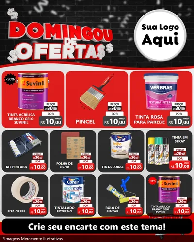 Modelo de Rede Social para Feed Instagram com o tema Domingou de Ofertas para Tintas e Ferramentas