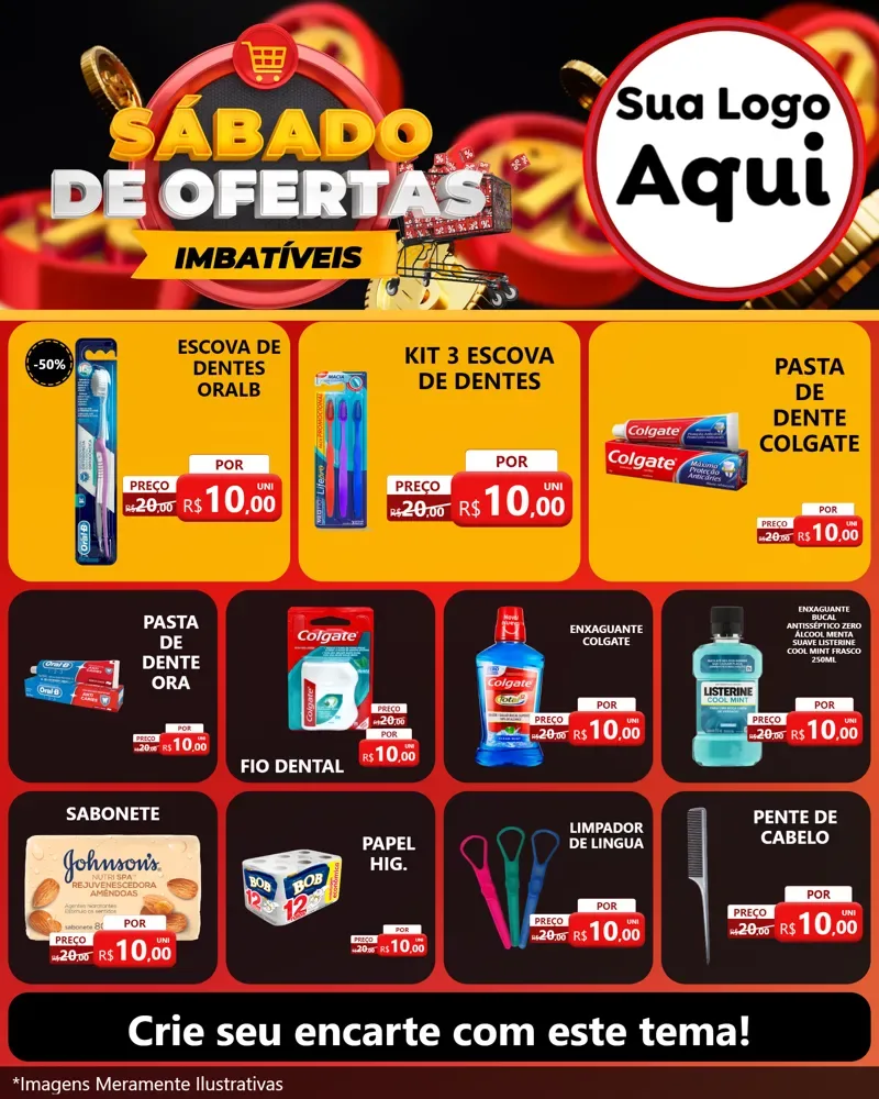 Modelo de Rede Social para Feed Instagram com o tema Sábado de Ofertas Imbatíveis para Higiene Pessoal