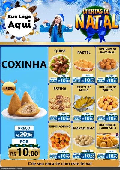 Modelo de Encarte para Encarte A4 Vertical com o tema Ofertas de Natal para Salgadaria