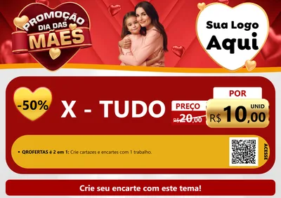 Modelo de Cartaz para Cartaz A4 Horizontal com o tema Promoção Dia das Mães para Hamburgueria