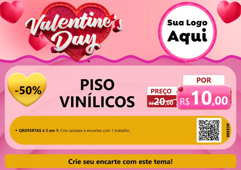 Modelo de Cartaz para Cartaz A4 Horizontal com o tema Valentine's Day para Material para Construção