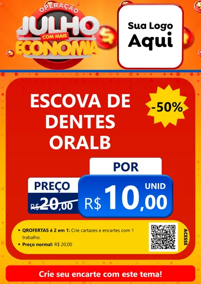 Modelo de Cartaz para Cartaz A4 Vertical com o tema Operação Julho Com Mais Economia para Higiene Pessoal
