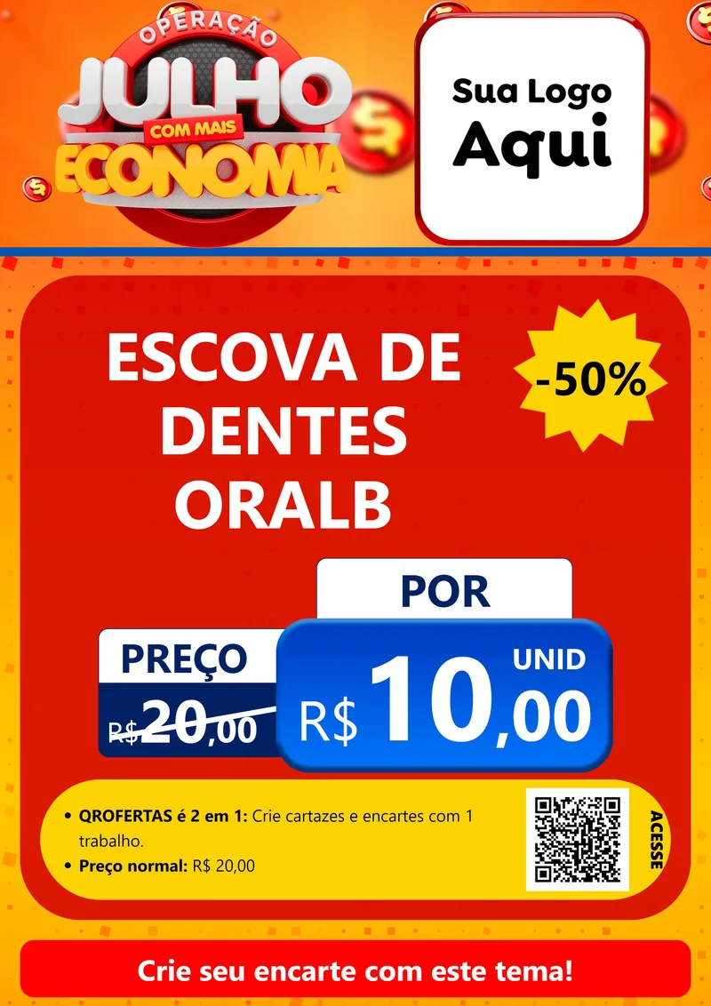 Modelo de Cartaz para Cartaz A4 Vertical com o tema Operação Julho Com Mais Economia para Higiene Pessoal
