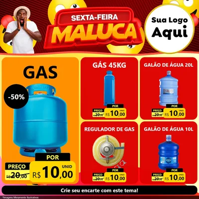 Modelo de Rede Social para Feed Facebook com o tema Sexta-feira Maluca para Água e gás