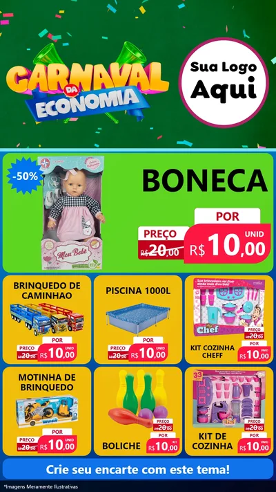 Modelo de Rede Social para Stories com o tema Carnaval da Economia para Brinquedos