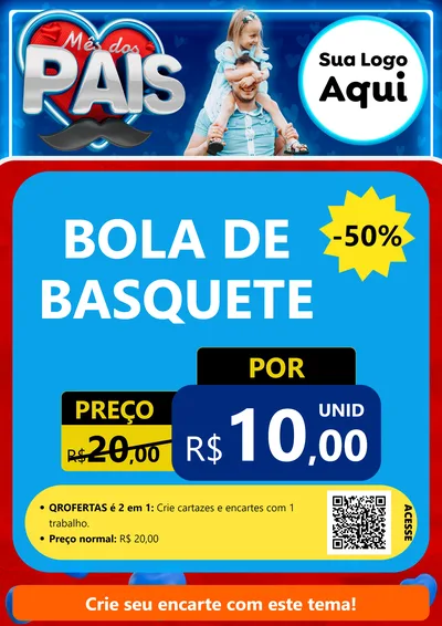 Modelo de Cartaz para Cartaz A4 Vertical com o tema Mês Dos Pais para Artigos Esportivos