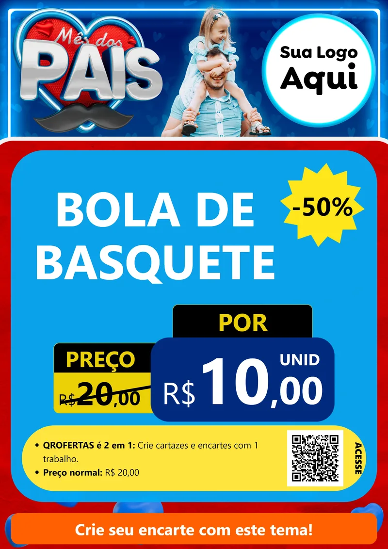 Modelo de Cartaz para Cartaz A4 Vertical com o tema Mês Dos Pais para Artigos Esportivos