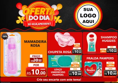 Modelo de Encarte para Encarte A4 Horizontal com o tema Oferta do Dia - Só hoje, Aproveite! para Bebês