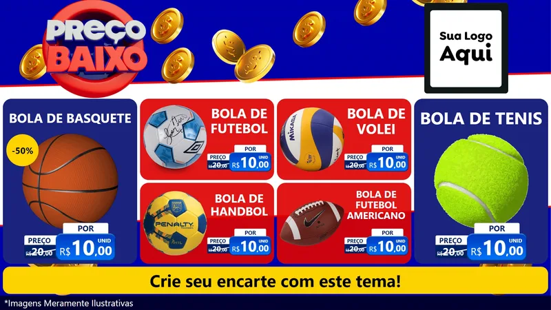 Modelo de TV para TV Horizontal com o tema Preço Baixo para Artigos Esportivos