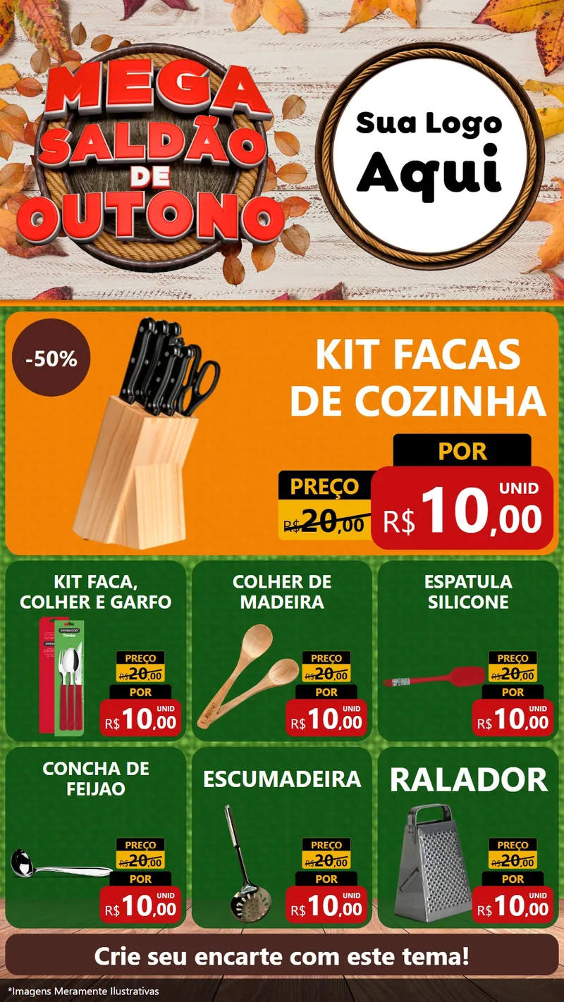 Modelo de Rede Social para Stories com o tema Mega Saldão de Outono para Utilidades Domésticas