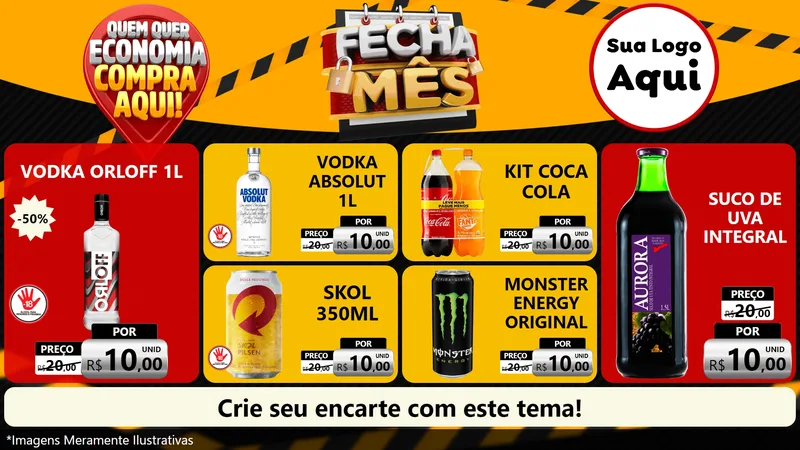Modelo de TV para TV Horizontal com o tema Fecha Mês para Distribuidora de bebidas