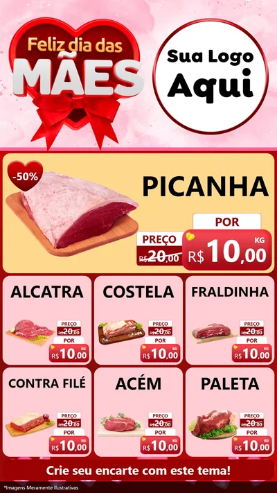 Modelo de Rede Social para Stories com o tema Feliz Dia Das Mães para Açougue
