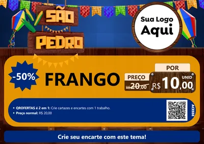 Modelo de Cartaz para Cartaz A4 Horizontal com o tema São Pedro para Assados