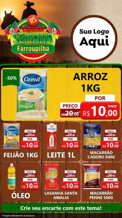 Modelo de Rede Social para Stories com o tema Especial Semana Farroupilha para Supermercado