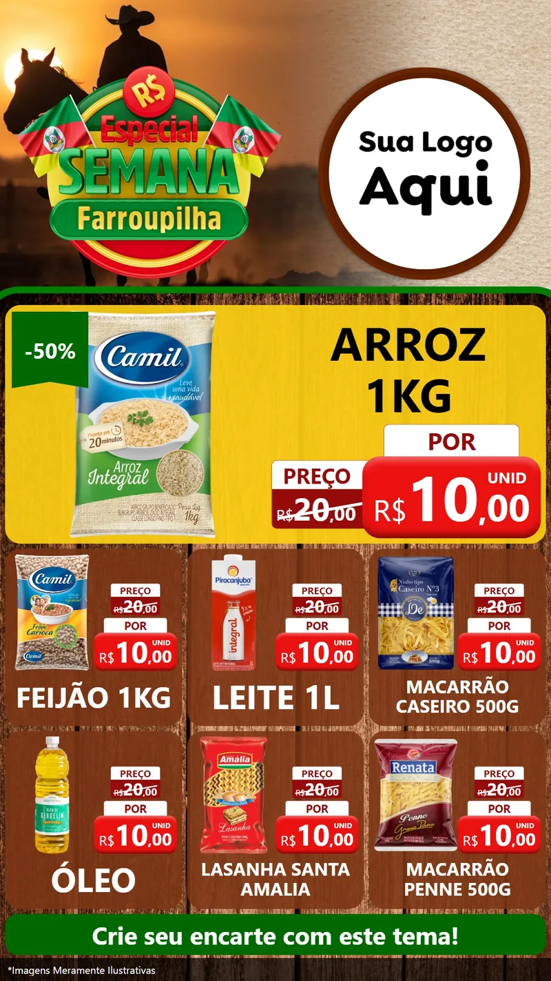 Modelo de Rede Social para Stories com o tema Especial Semana Farroupilha para Supermercado