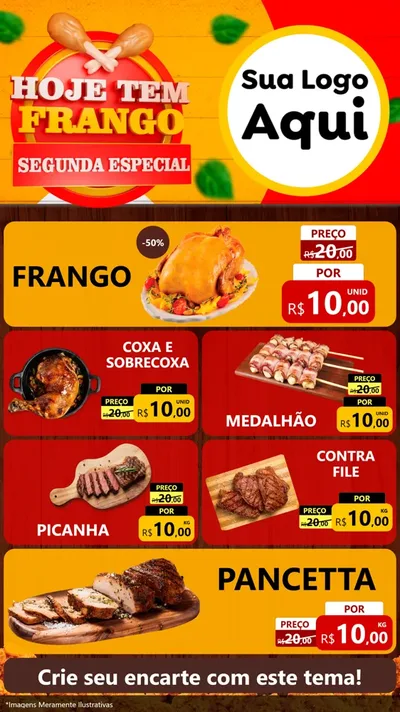 Modelo de TV para TV Vertical com o tema Hoje tem Frango Segunda Especial para Assados