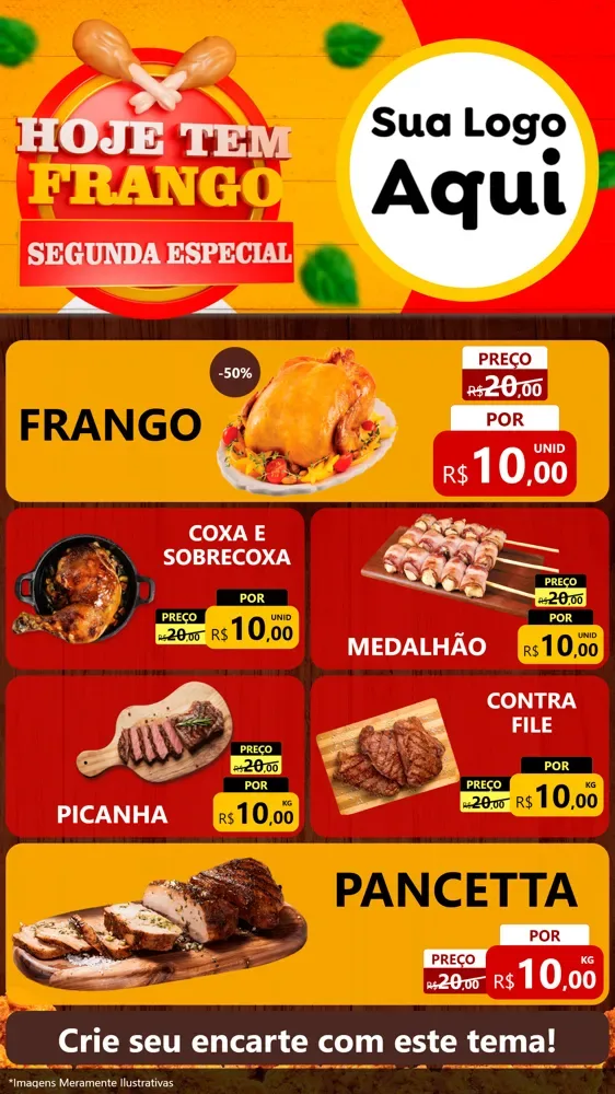 Modelo de TV para TV Vertical com o tema Hoje tem Frango Segunda Especial para Assados