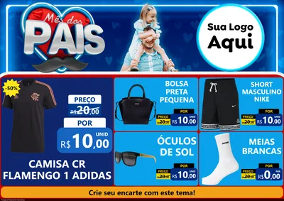 Modelo de Encarte para Encarte A4 Horizontal com o tema Mês Dos Pais para Roupas e acessórios
