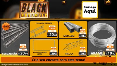 Modelo de TV para TV Horizontal com o tema Black November para Ferragens