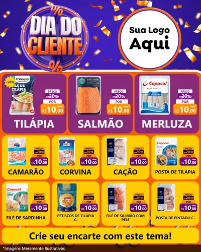 Modelo de Rede Social para Feed Instagram com o tema Dia do Cliente para Peixaria