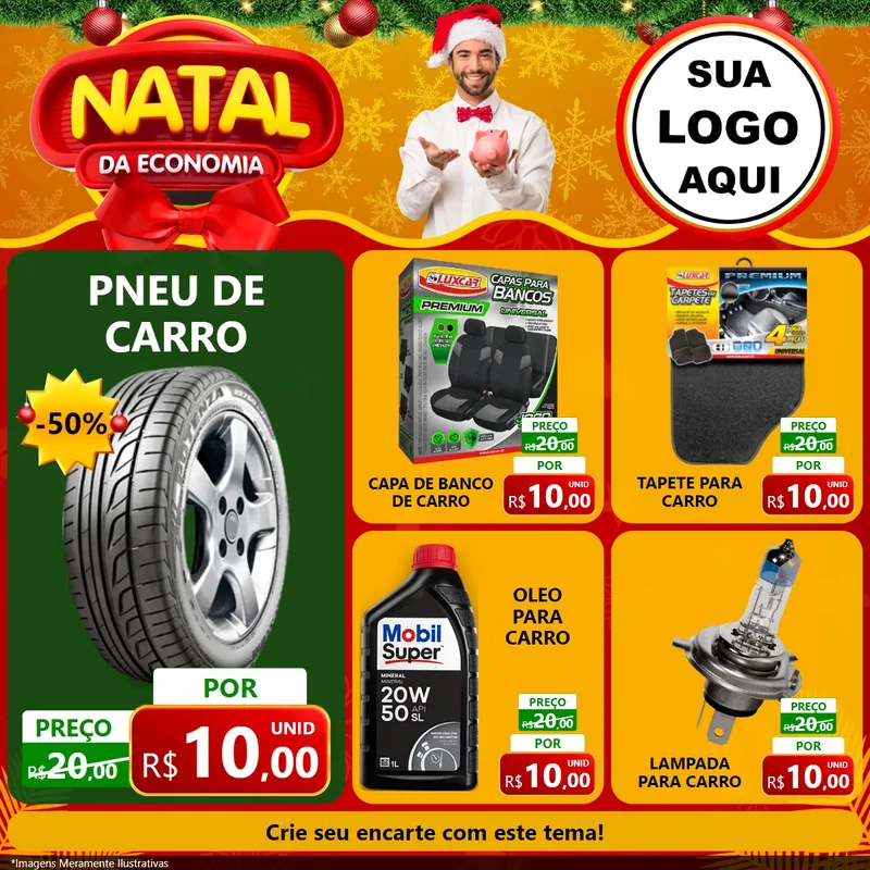Modelo de Rede Social para Feed Facebook com o tema Natal da Economia para Auto peças