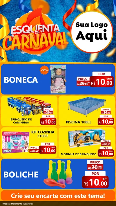 Modelo de TV para TV Vertical com o tema Esquenta de Carnaval para Brinquedos