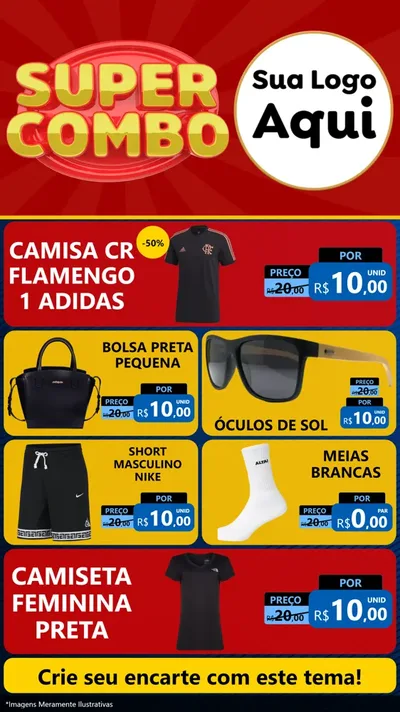Modelo de TV para TV Vertical com o tema Super Combo para Roupas e acessórios