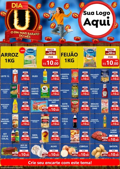 Modelo de Encarte para Encarte A4 Vertical com o tema Dia U - O Dia Mais Barato Do Mês para Supermercado
