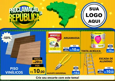 Modelo de Encarte para Encarte A4 Horizontal com o tema Proclamação da República para Material para Construção