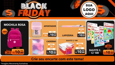 Modelo de TV para TV Horizontal com o tema Black Friday para Papelaria