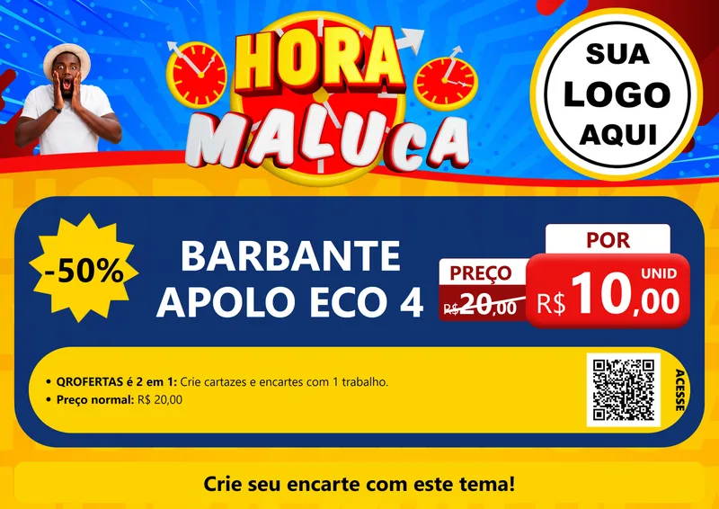 Modelo de Cartaz para Cartaz A4 Horizontal com o tema Hora Maluca para Armarinho e Aviamentos