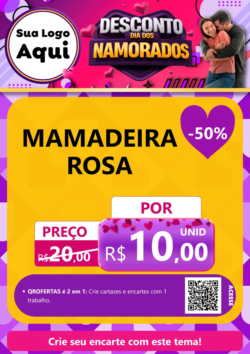 Modelo de Cartaz para Cartaz A4 Vertical com o tema Desconto Dia dos Namorados para Bebês