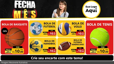 Modelo de TV para TV Horizontal com o tema Fecha Mês para Artigos Esportivos