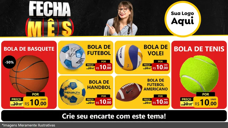 Modelo de TV para TV Horizontal com o tema Fecha Mês para Artigos Esportivos
