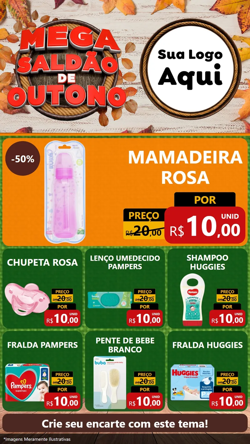 Modelo de Rede Social para Stories com o tema Mega Saldão de Outono para Bebês