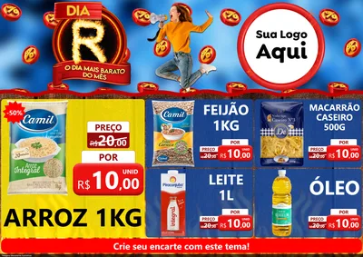 Modelo de Encarte para Encarte A4 Horizontal com o tema Dia R - O Dia Mais Barato Do Mês para Supermercado