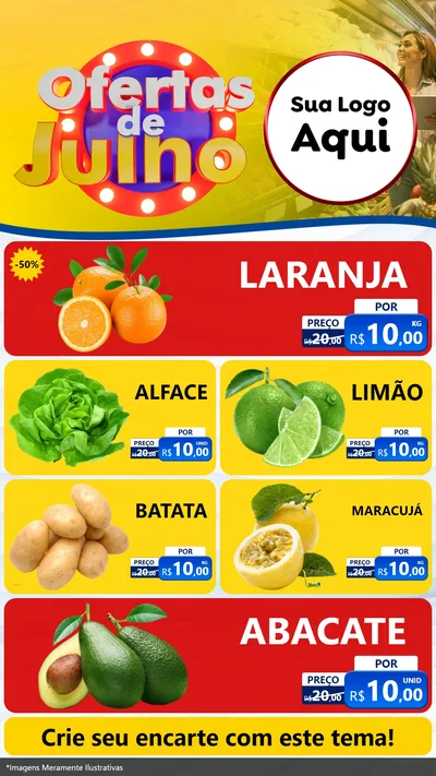 Modelo de TV para TV Vertical com o tema Ofertas de Julho para Hortifrúti
