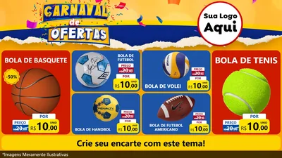 Modelo de TV para TV Horizontal com o tema Carnaval de Ofertas para Artigos Esportivos