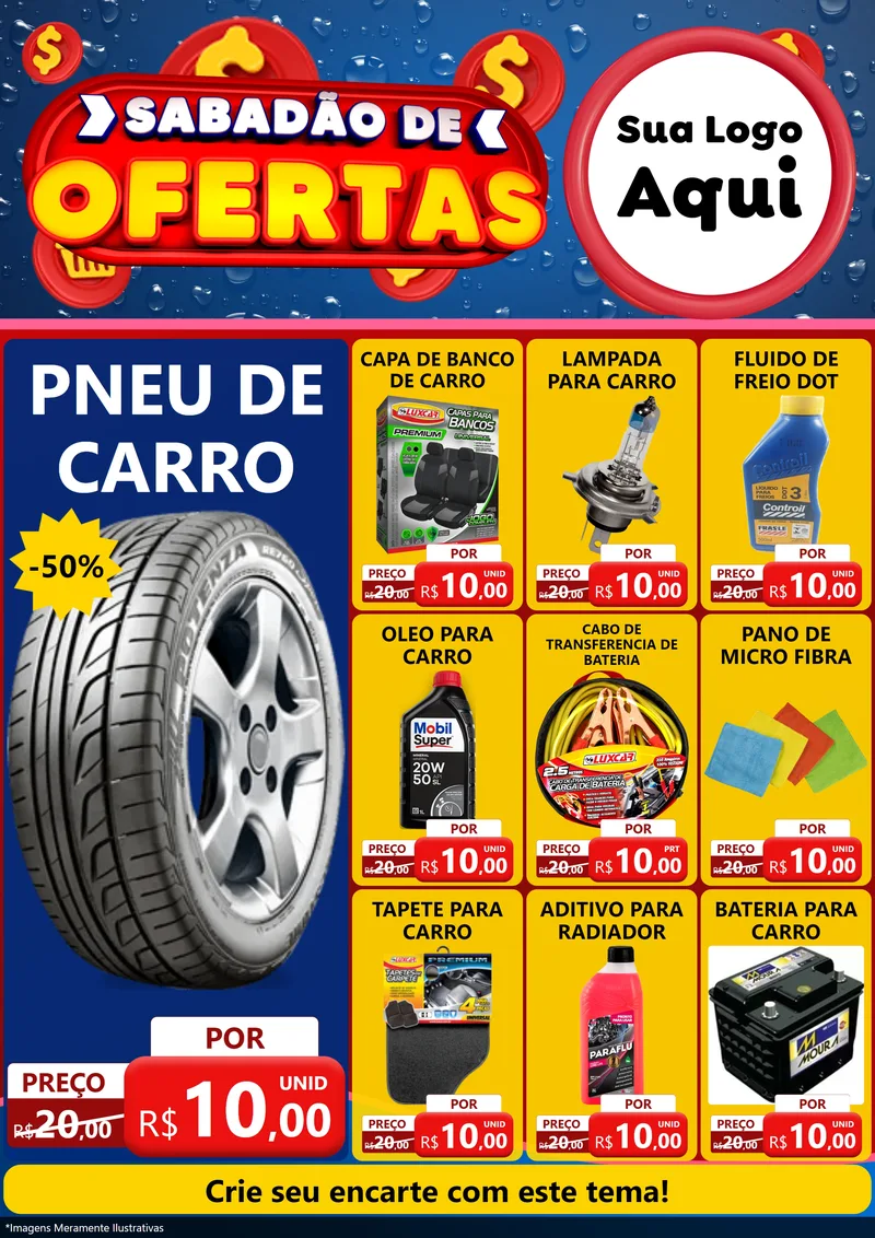 Modelo de Encarte para Encarte A4 Vertical com o tema Sabadão de Ofertas para Auto peças