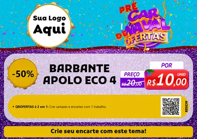 Modelo de Cartaz para Cartaz A4 Horizontal com o tema Pré Carnaval de Ofertas para Armarinho e Aviamentos