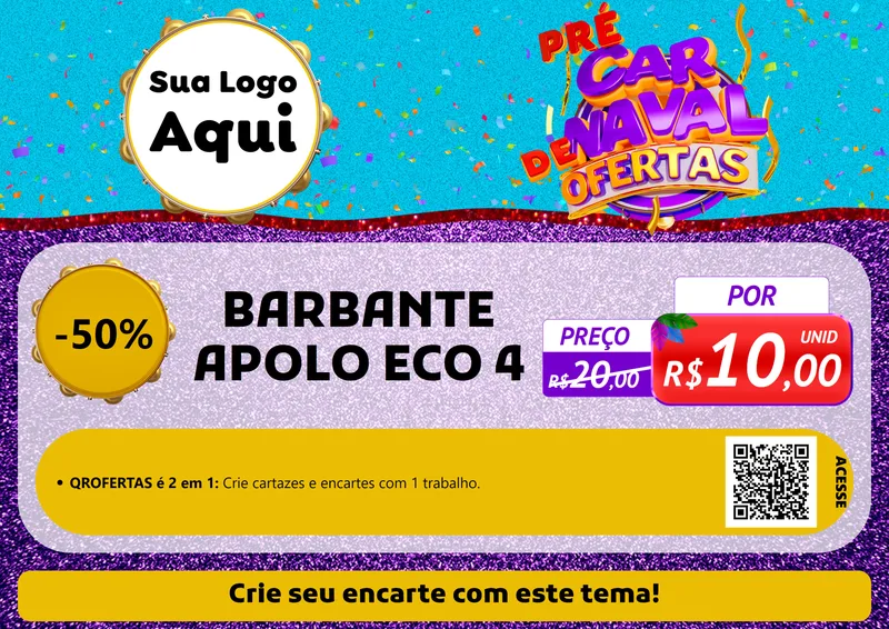 Modelo de Cartaz para Cartaz A4 Horizontal com o tema Pré Carnaval de Ofertas para Armarinho e Aviamentos