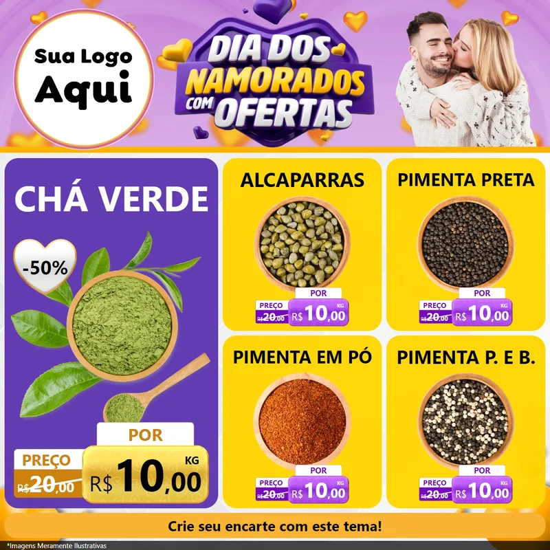 Modelo de Rede Social para Feed Facebook com o tema Dia Dos Namorados Com Ofertas para Produtos Naturais