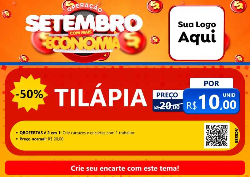 Modelo de Cartaz para Cartaz A4 Horizontal com o tema Operação Setembro Com Muita Economia para Peixaria
