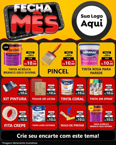 Modelo de Rede Social para Feed Instagram com o tema Fecha Mês para Tintas e Ferramentas