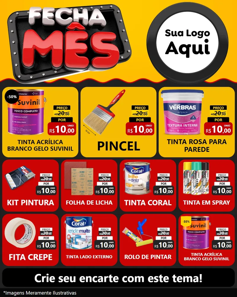 Modelo de Rede Social para Feed Instagram com o tema Fecha Mês para Tintas e Ferramentas