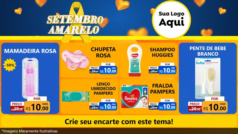 Modelo de TV para TV Horizontal com o tema Setembro Amarelo para Bebês